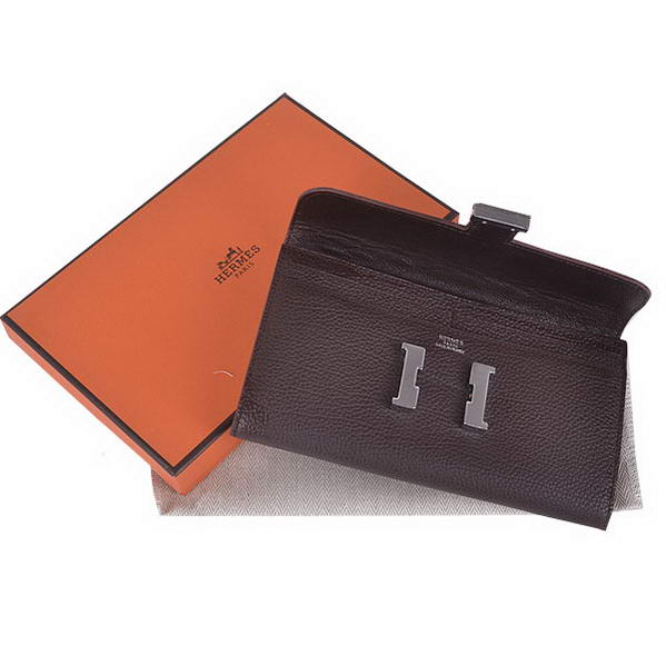 Cheap Fake Hermes Constance Long Wallets Brown Calfskin Leather Silver - Click Image to Close